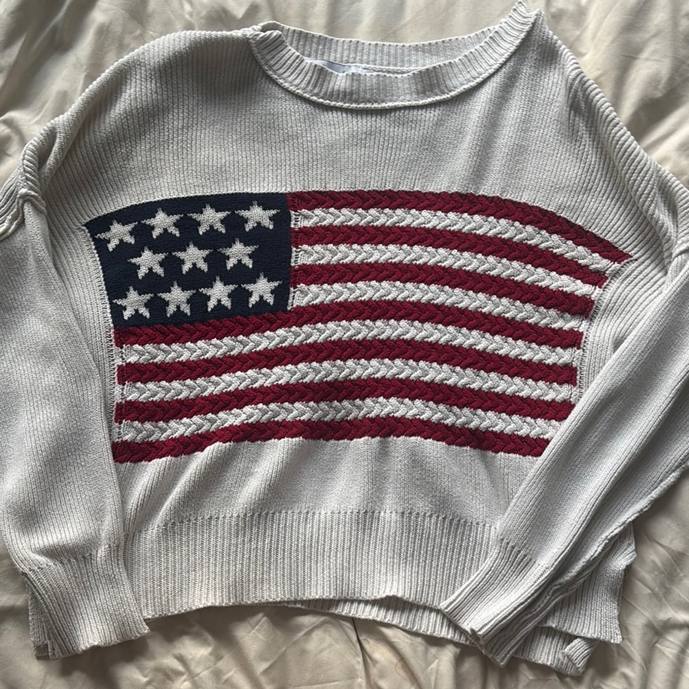 Miracle Knit American Flag Sweater for Women in White